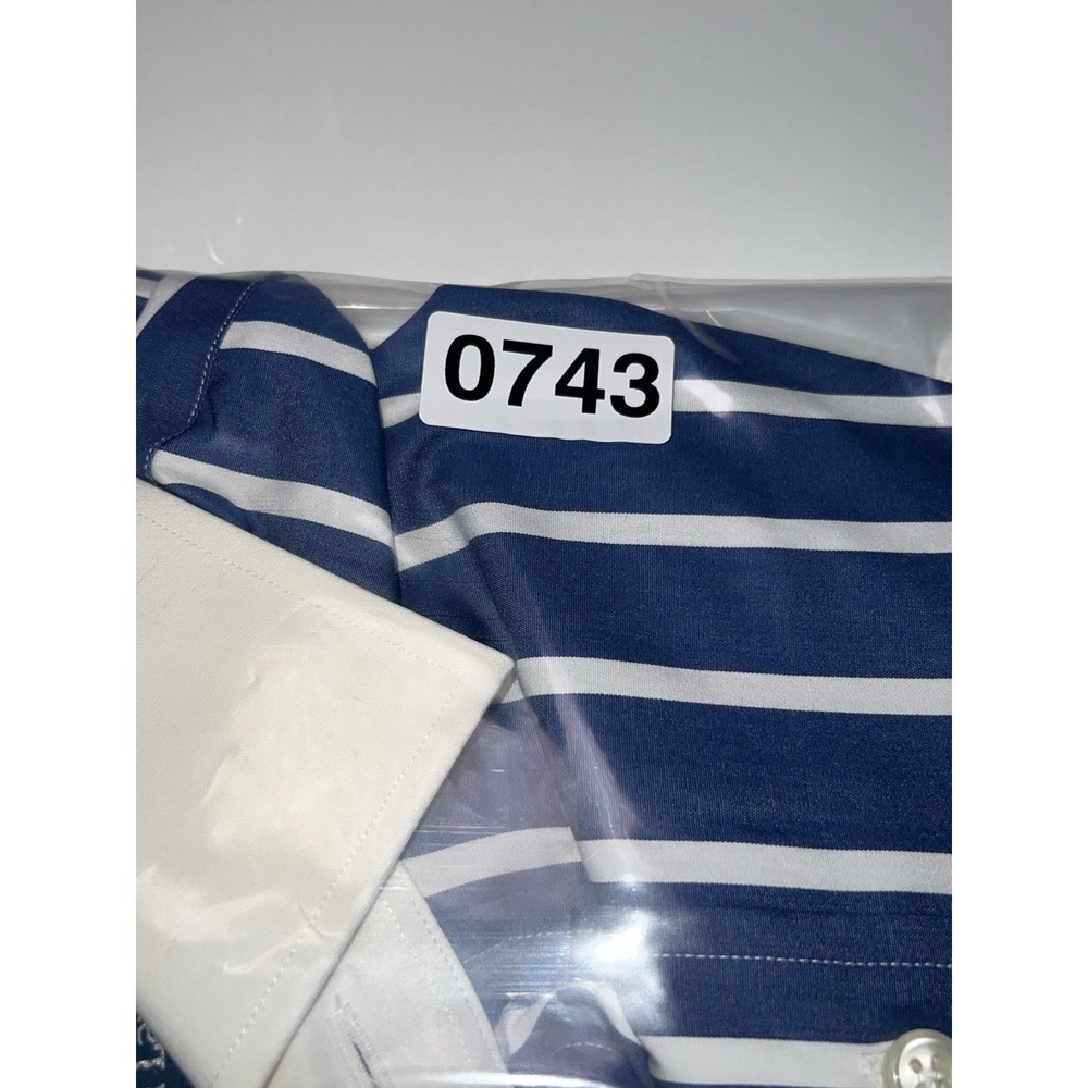 Polo Ralph Lauren Button Up Shirt Mens 15.5 Indigo Stripe White Collar 30s Style - Picture 11 of 11